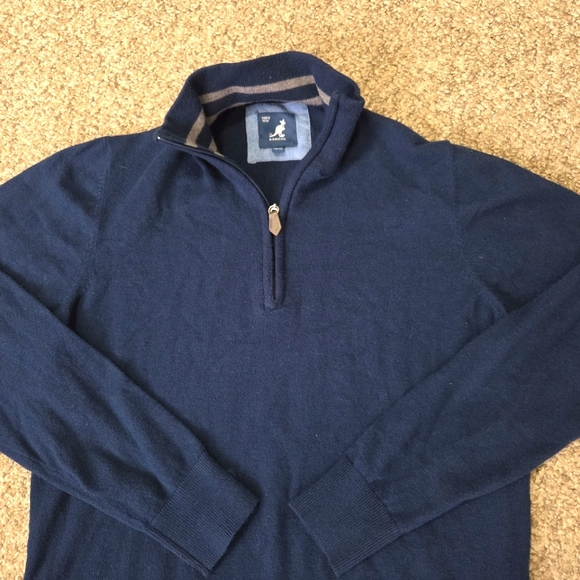 Kangol 1/4 Zip Sweater Men's Premium Super Soft Viscose Poly Nylon‎  XL NAVY - Picture 2 of 10